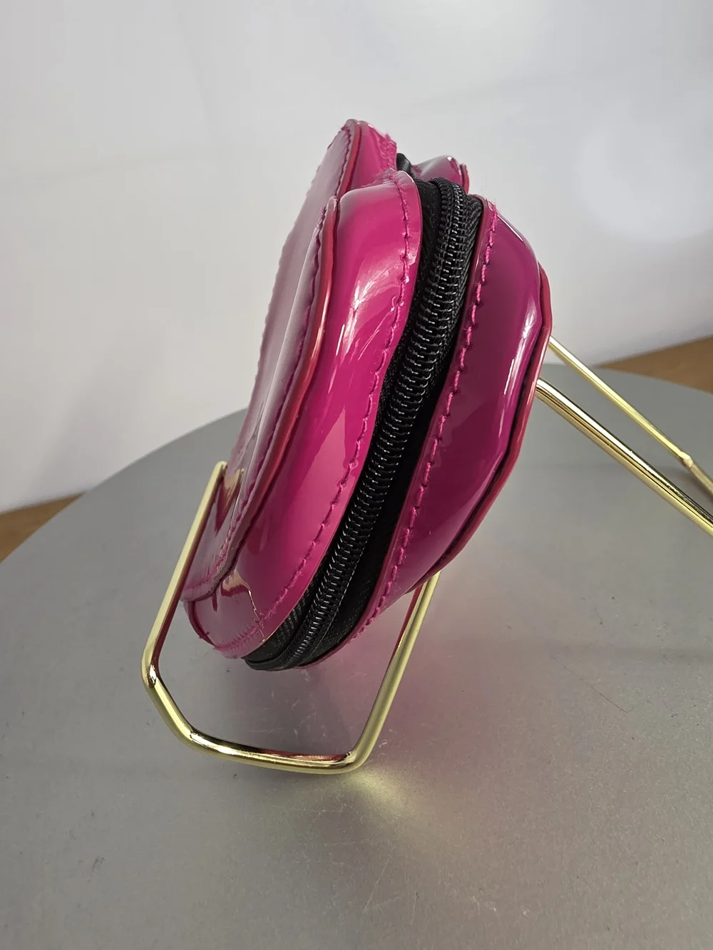 YSL Heart-Shaped Pink Patent Cosmetic Case